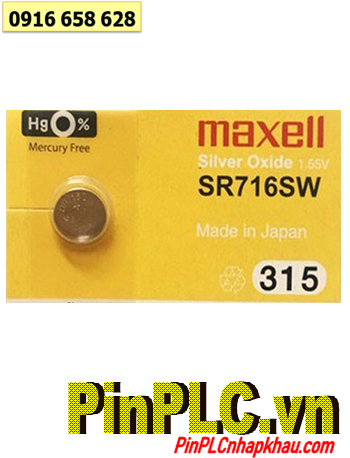 Maxell SR716SW _Pin 315; Pin đồng hồ 1.55v Silver Oxide Maxell SR716SW _Pin 315 chính hãng 